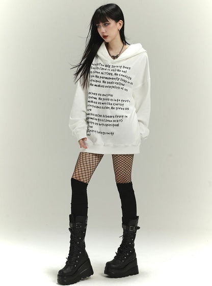 American retro white loose sweatshirt coat