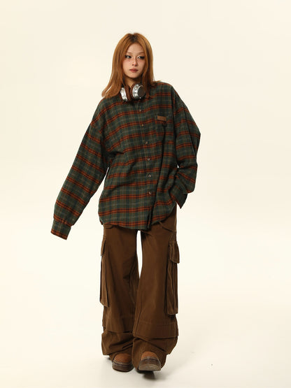 Brown Maillard atmosphere plaid tops