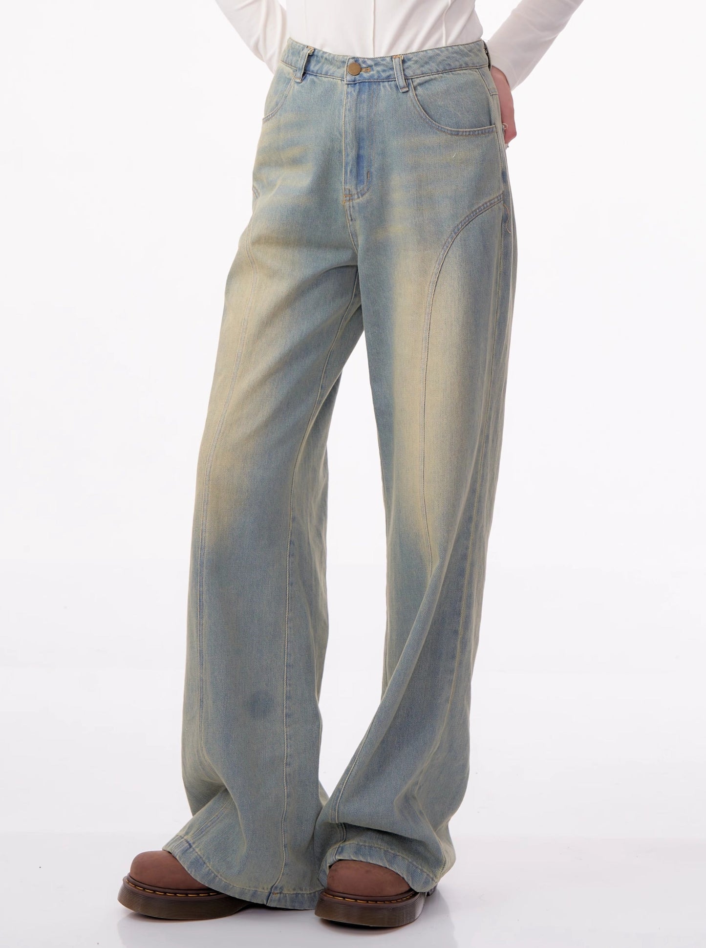 American high waist wide leg jeans pants