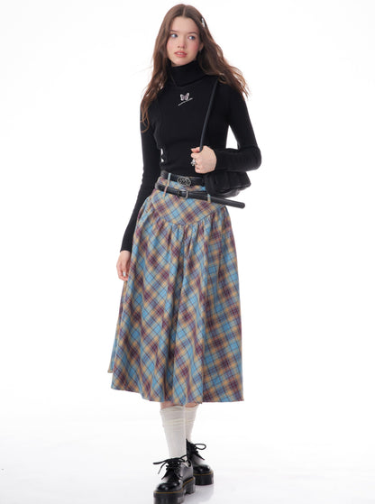 American plaid pleated skirt