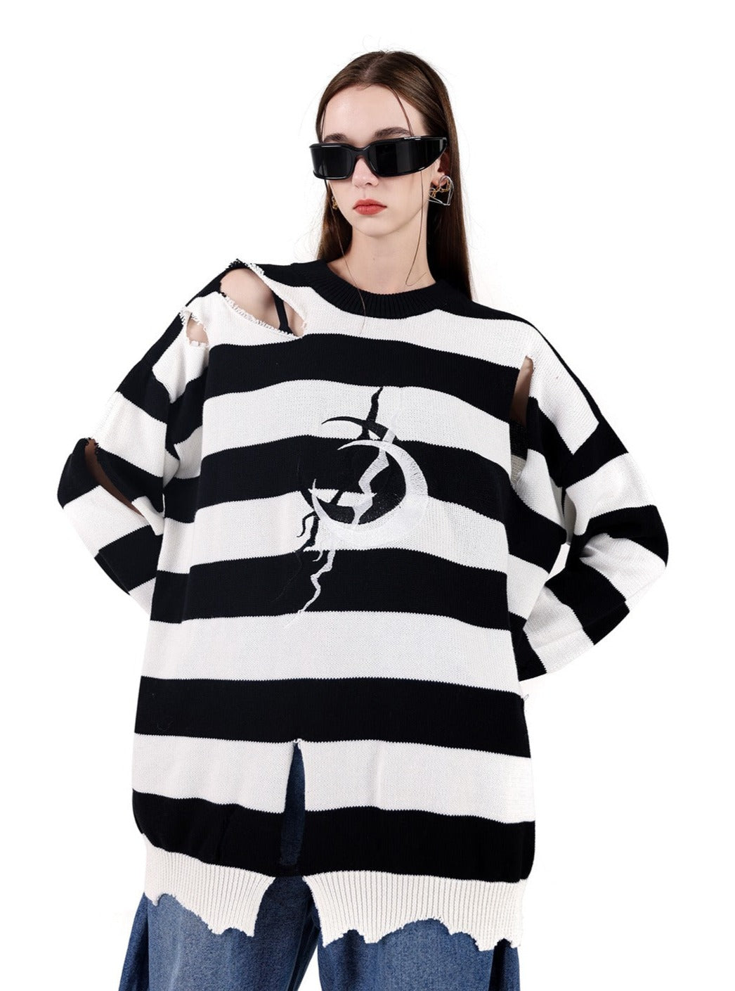 Striped loose punk rock top