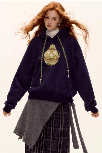 Brushed Fair Isle Hooded Top