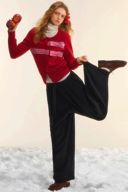 Plaid Patchwork Bow Cardigan