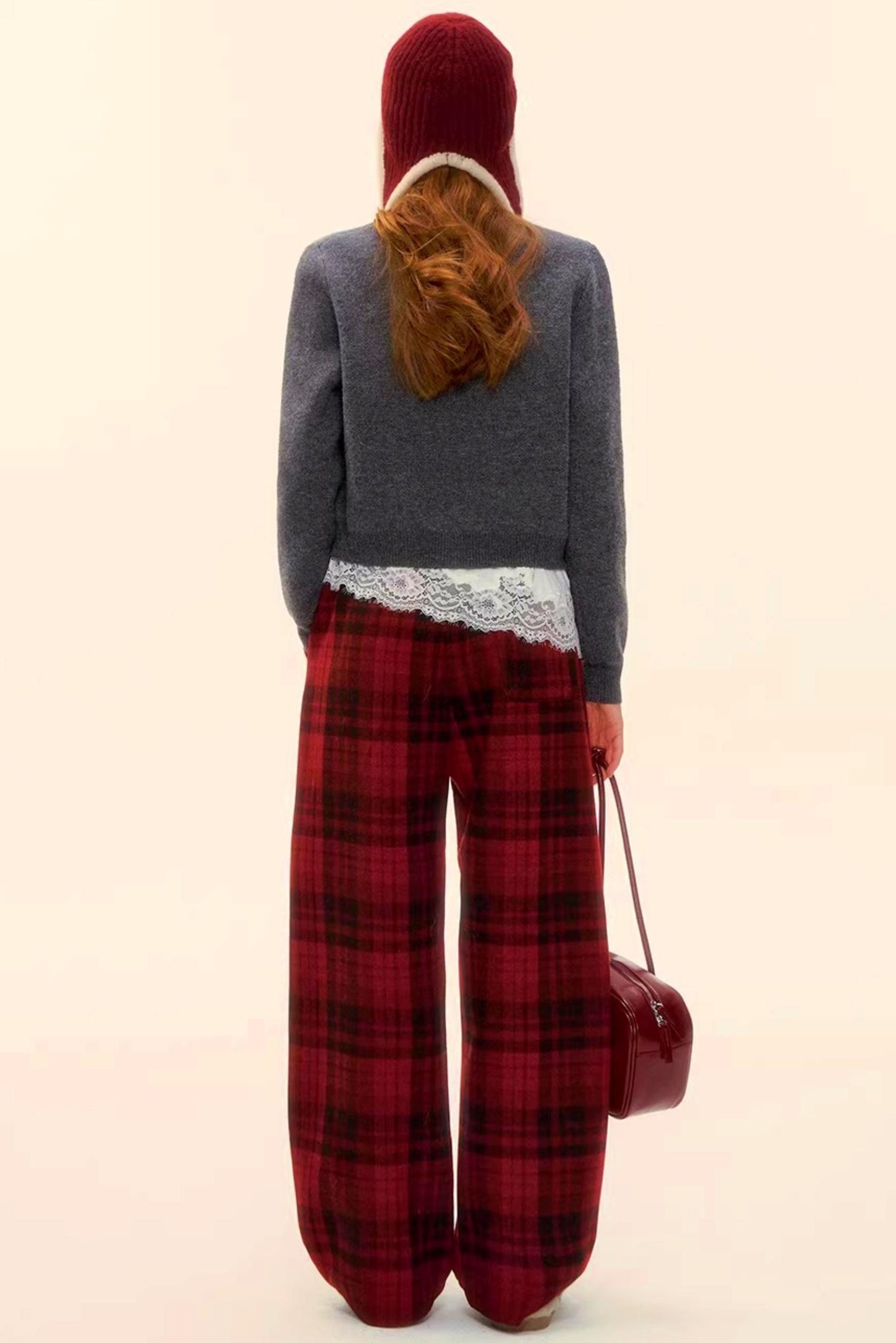 Woolen Plaid Retro Fleece-Lined Pants