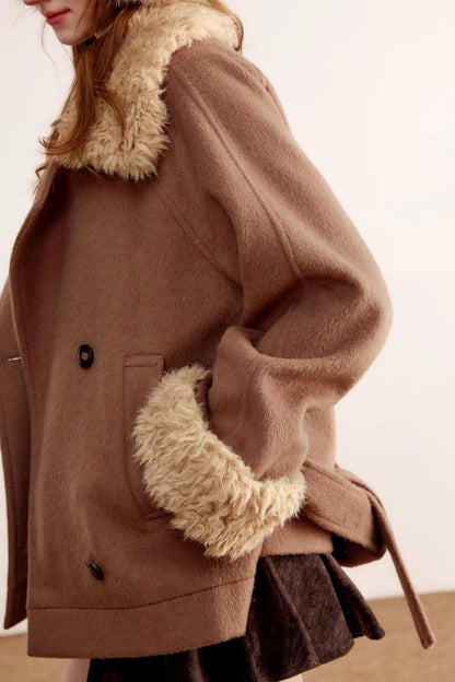 Fur Collar Woolen Coat