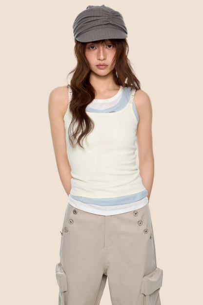 Square Collar Belted Camisole Top