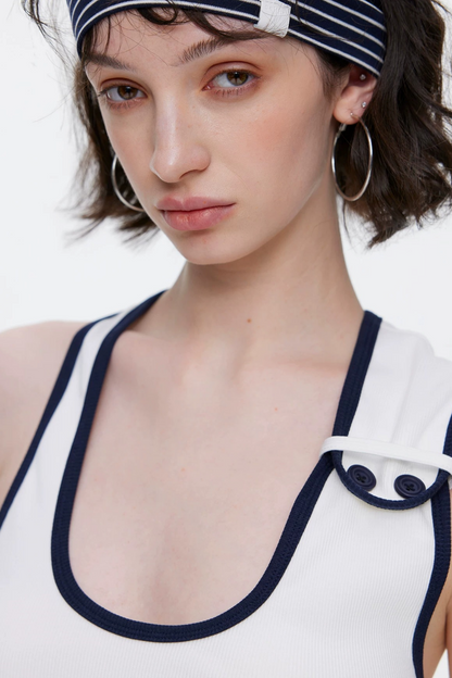 Asymmetrical Color-Blocking Tank Top