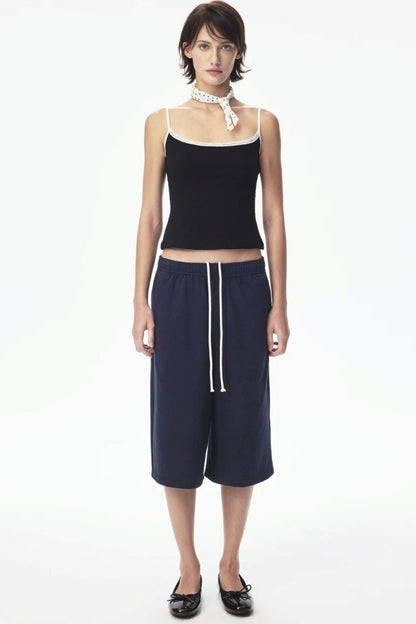 Canotta in pizzo con color-blocking