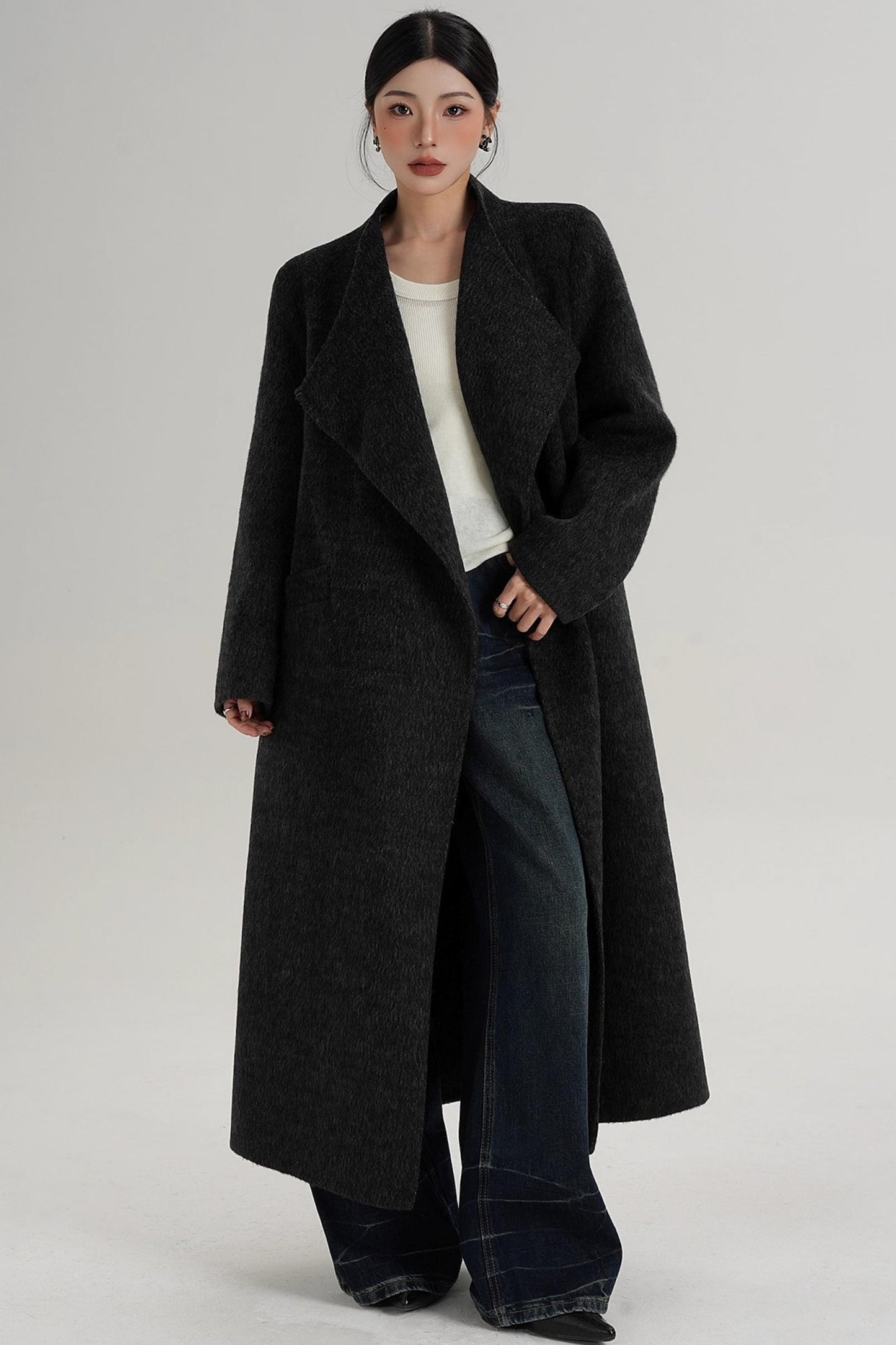 Charcoal Black Wool Coat