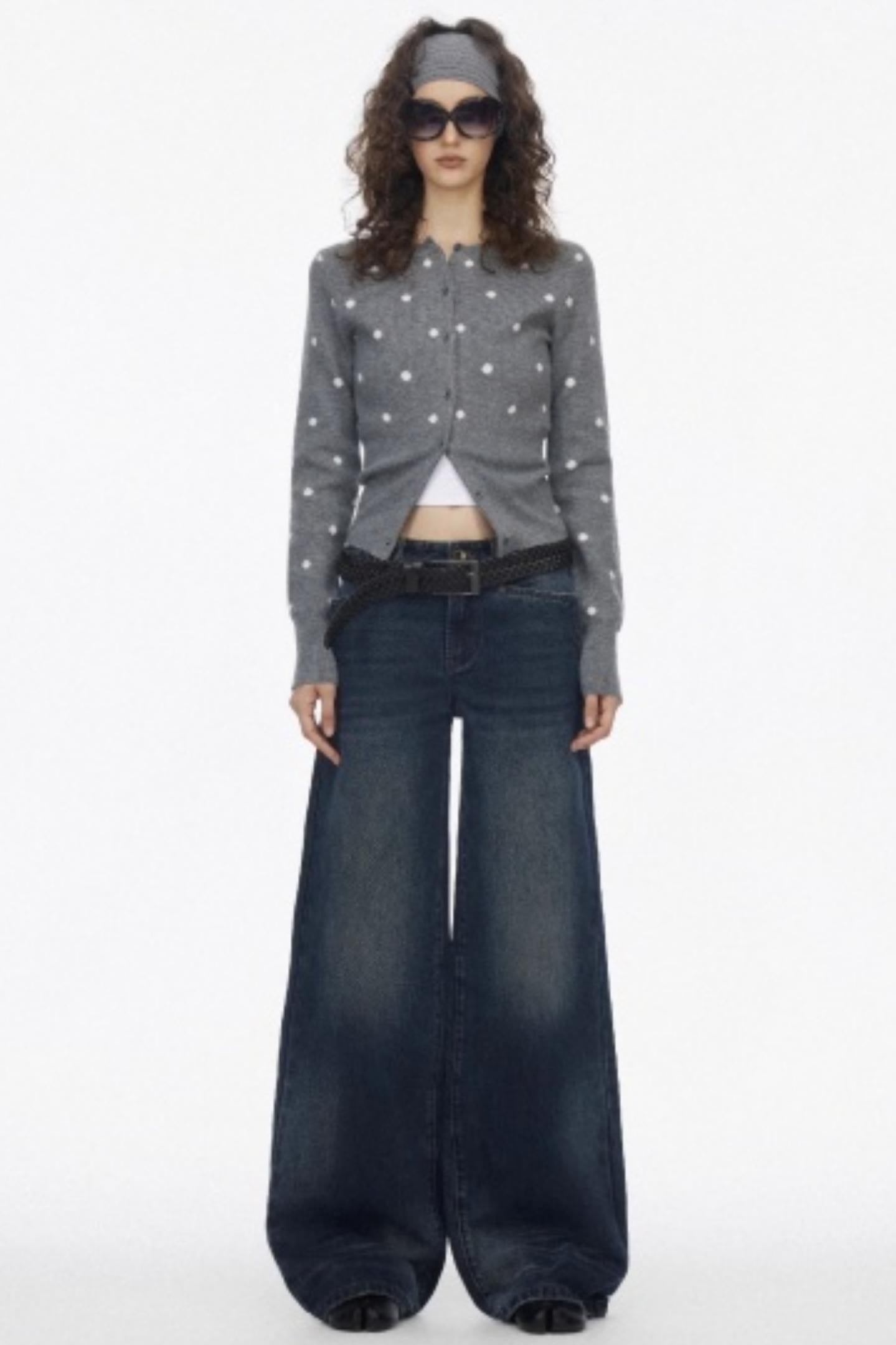 Vintage Polka Dot Base Knit Cardigan