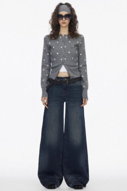 Vintage Polka Dot Base Knit Cardigan