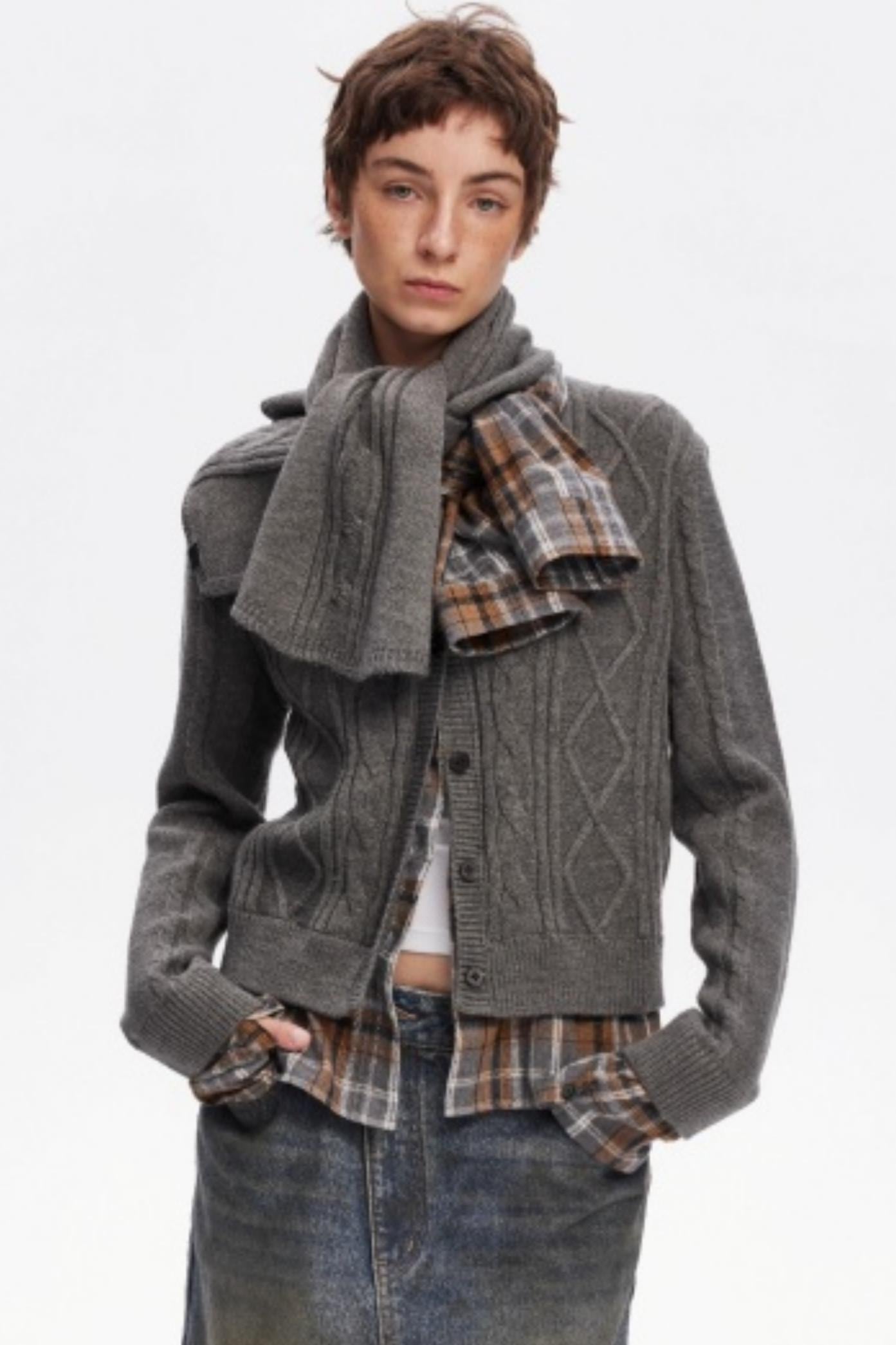 Wool Twist Cardigan Sweater Set-Up