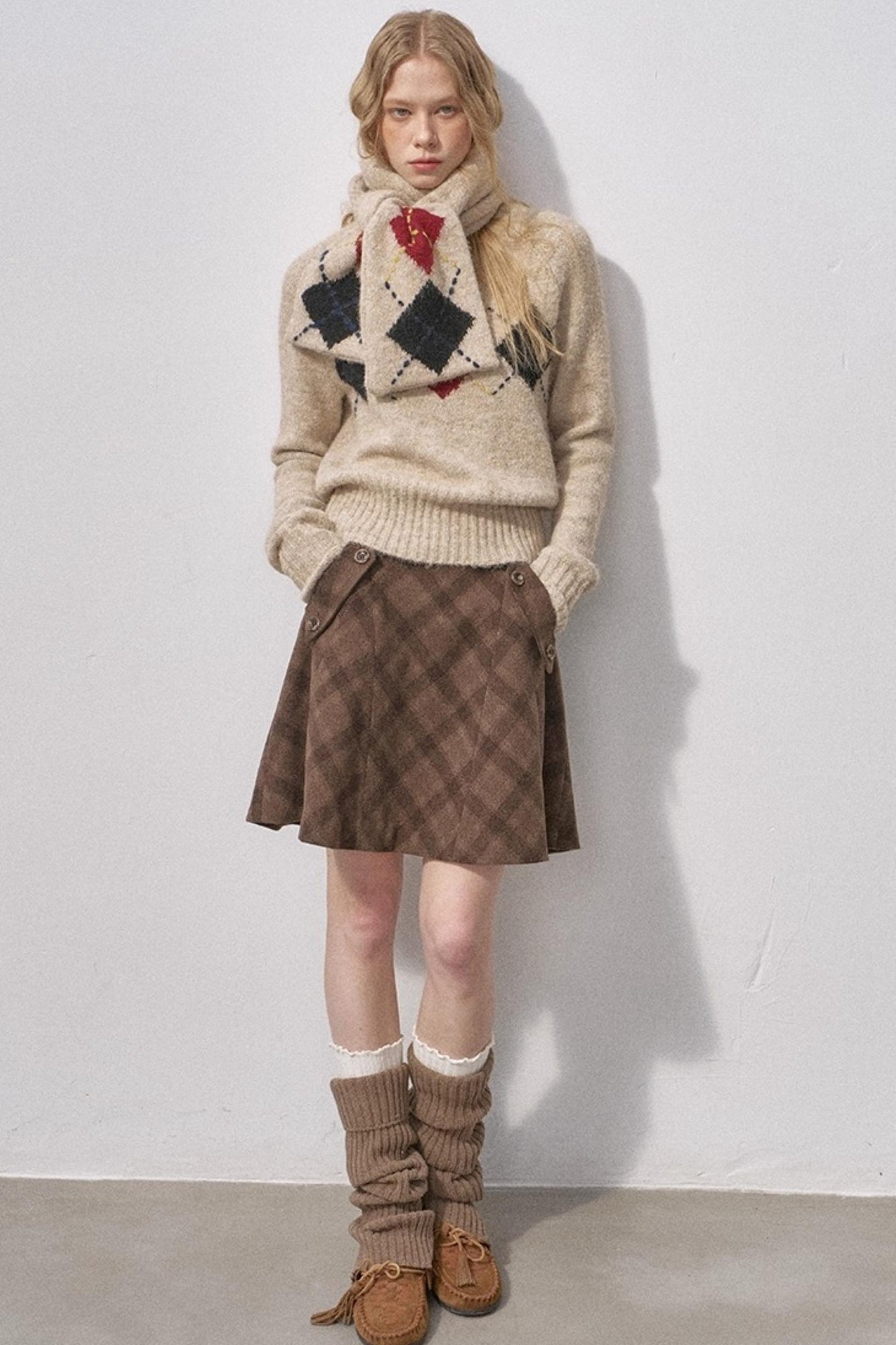 Plaid Wool A-Line Skirt