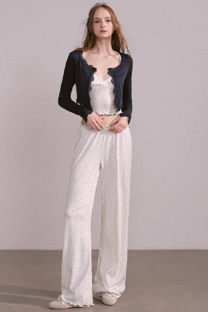 Autumn Floral Knitted Tops Set-Up