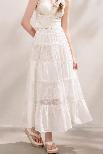 Pure White Lace Halter Skirt