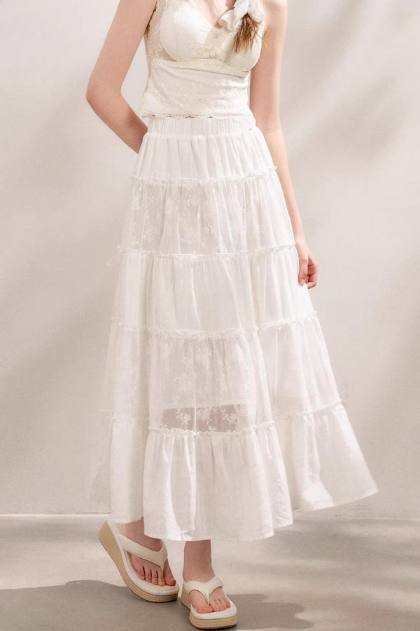 Pure White Lace Halter Skirt
