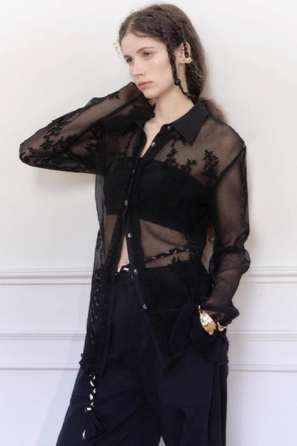 French Lace Long Sleeve Shirt