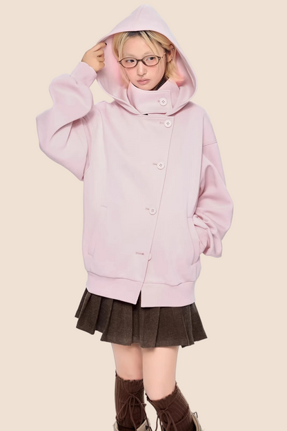 Retro Kapuzen-Sweatshirtjacke