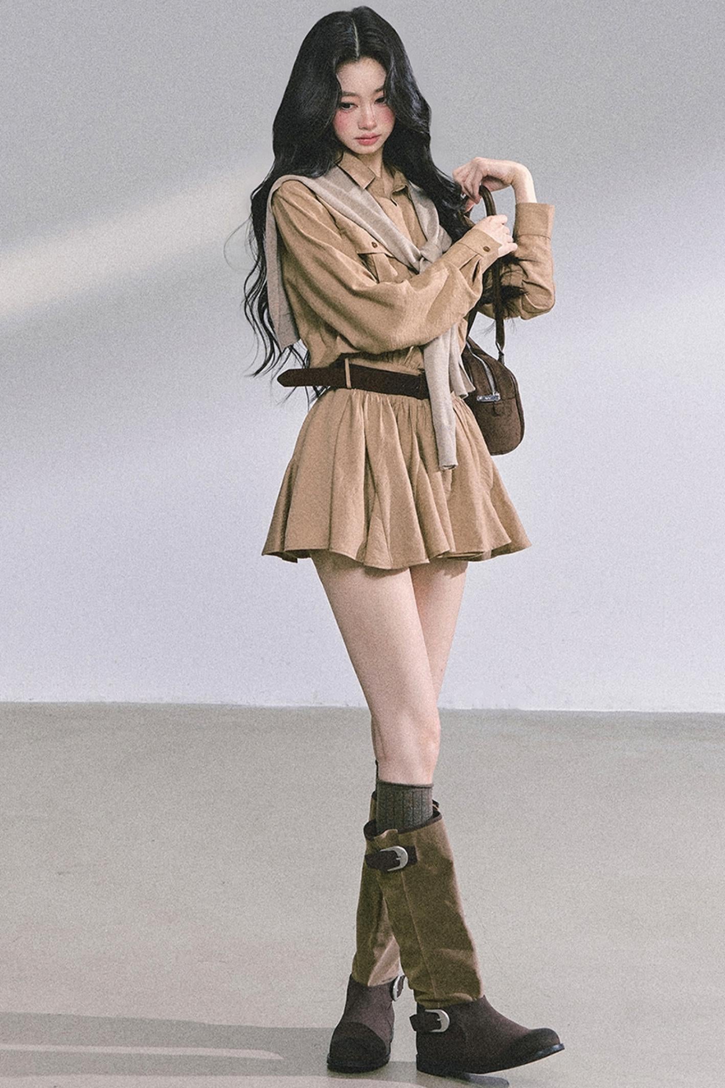 High Wisdom Cargo Dress & Shawl Set