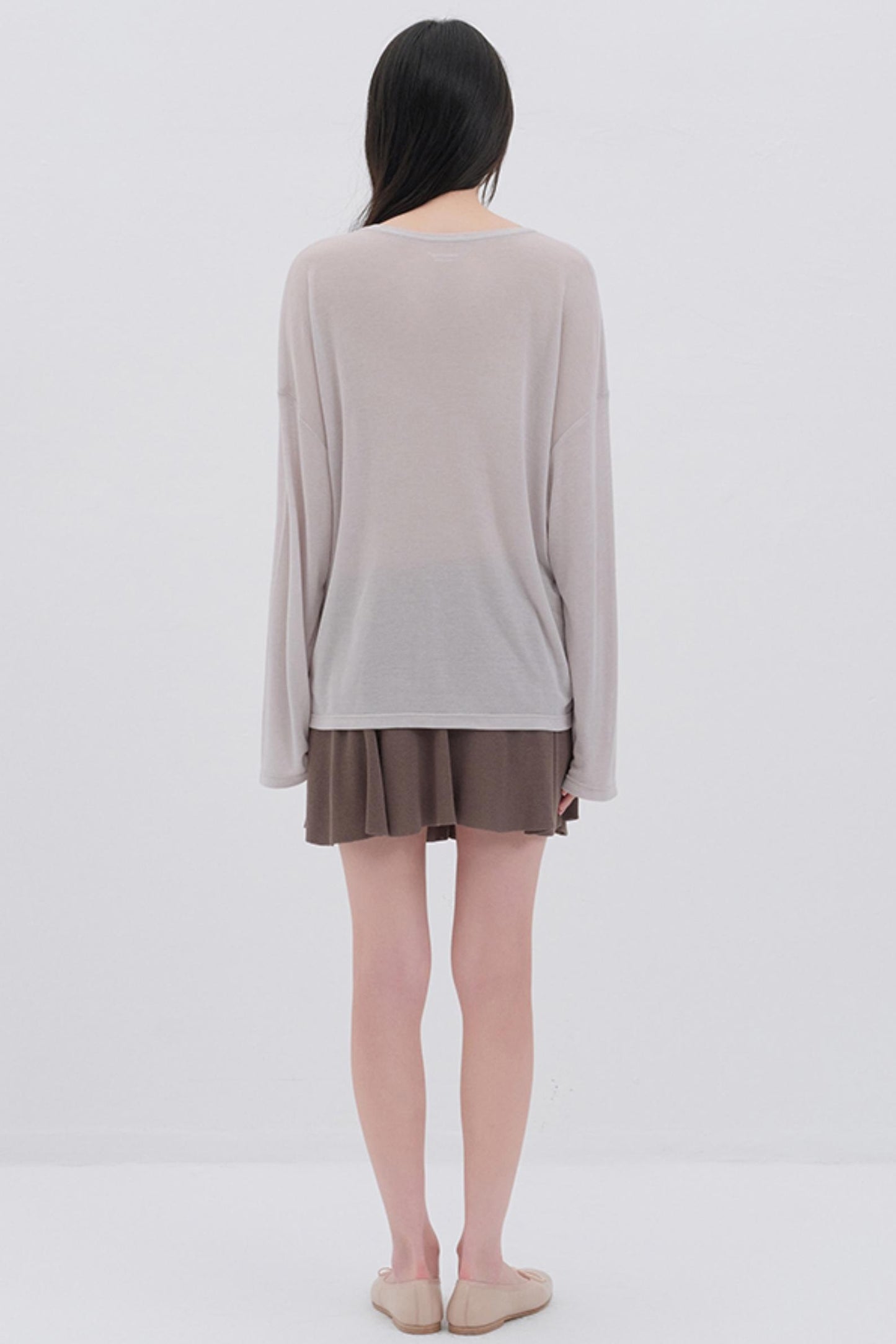 Moon Print Wool Blend Long Sleeves Top