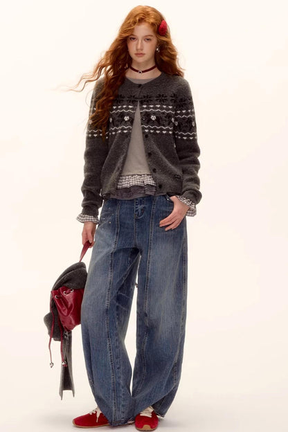 Jacquard Knit Cardigan Set