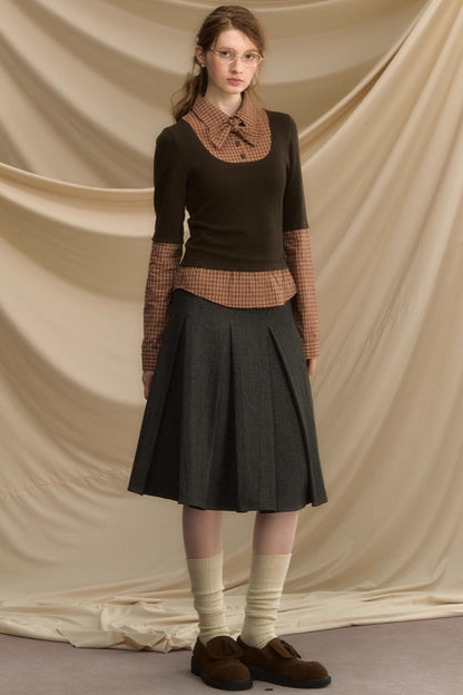 Bow Tie Plaid Slim Shirt