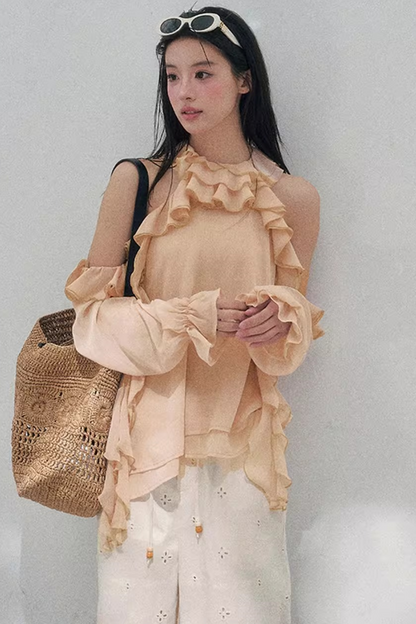 Ruffled Edge Off-Shoulder Top