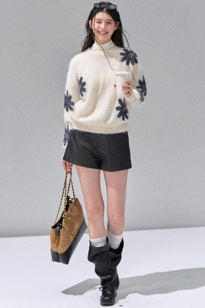 Black Leather Womens Shorts