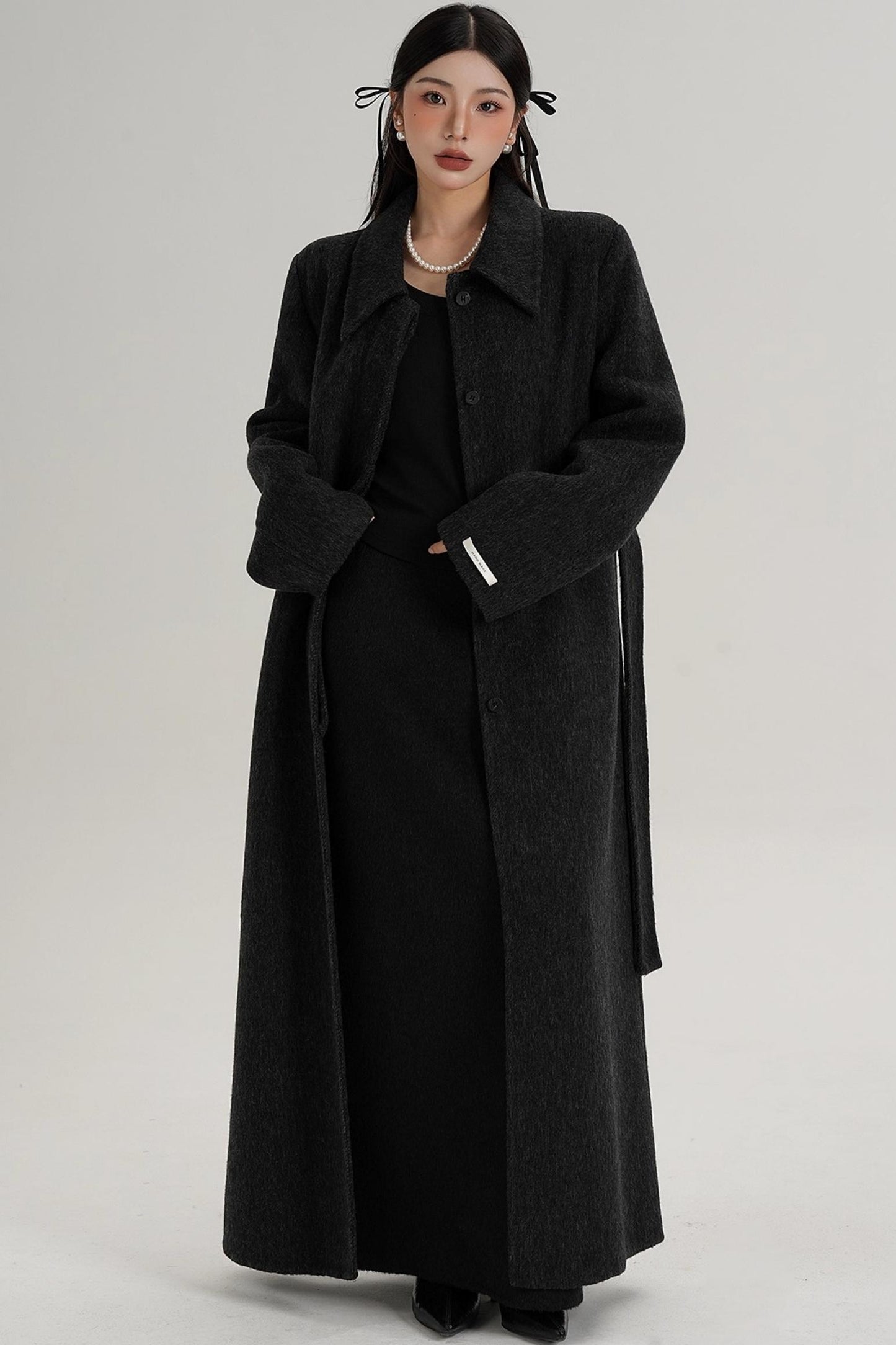 Elegant Extra-Long Wool Coat