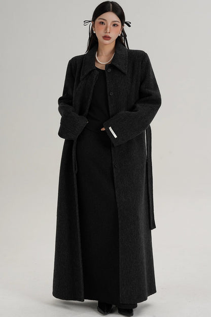 Elegant Extra-Long Wool Coat