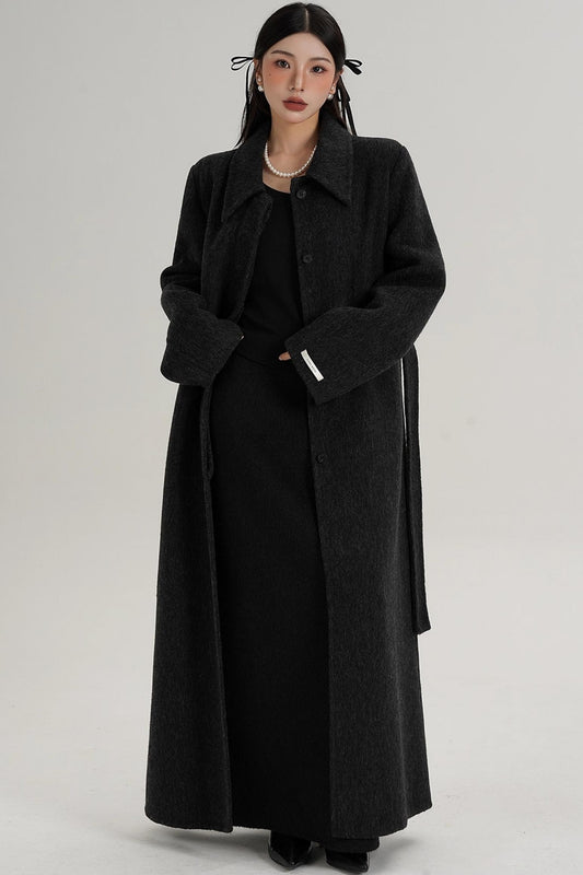 Elegant Extra-Long Wool Coat