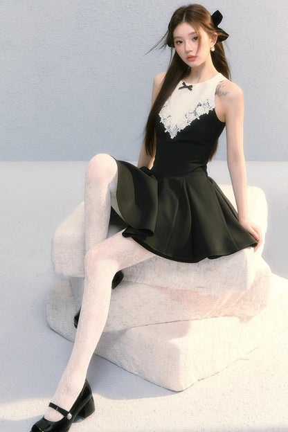 Golden V-Shaped Black Dress