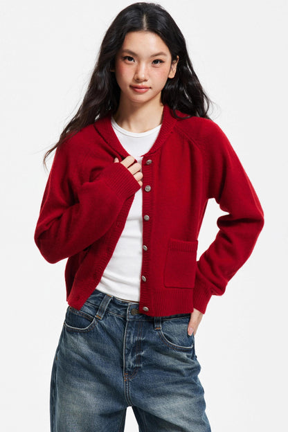 Pure Wool Raglan Cardigan