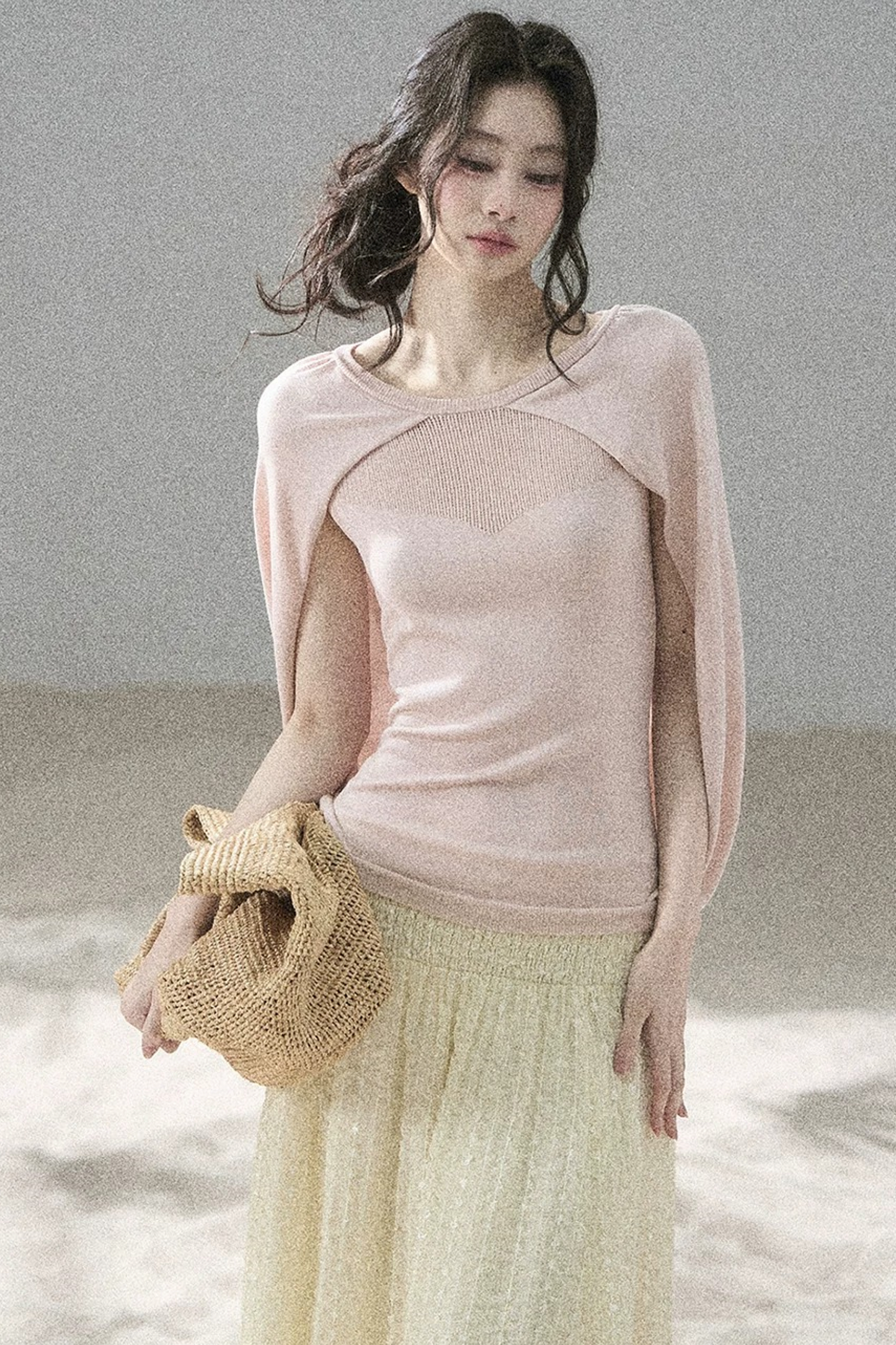 Hollow-Out Shawl Top