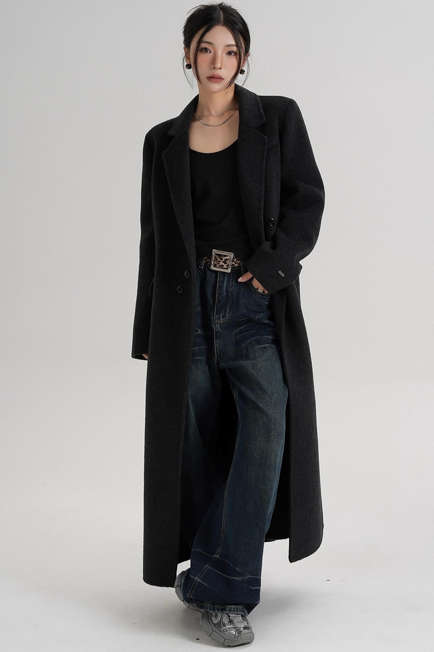 Reversible Long Shoulder Wool Coat