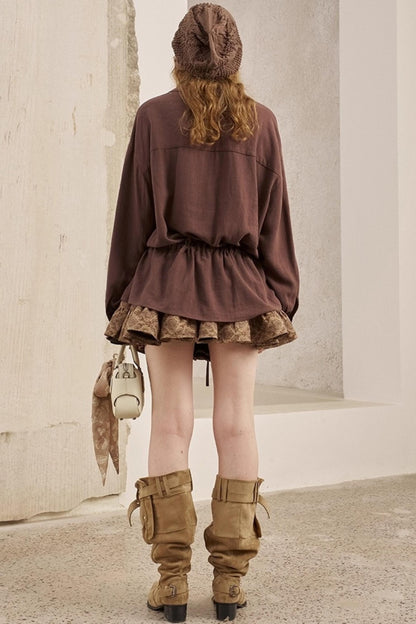 Vintage Striped Suede Embroidered Shirt