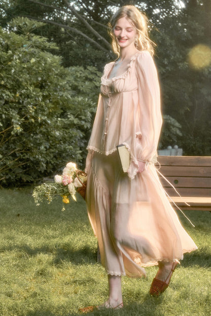 Elegant Vintage Tencel Air Fabric Two-Piece Set-Up