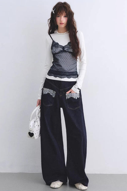 Lace Spliced Vintage Top