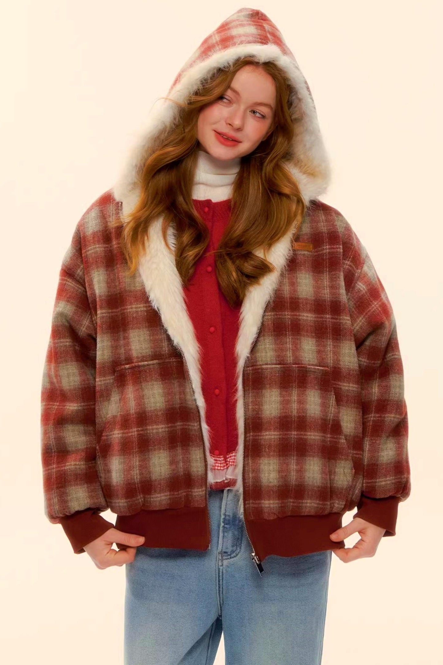 First Snow Plaid Reversible Coat