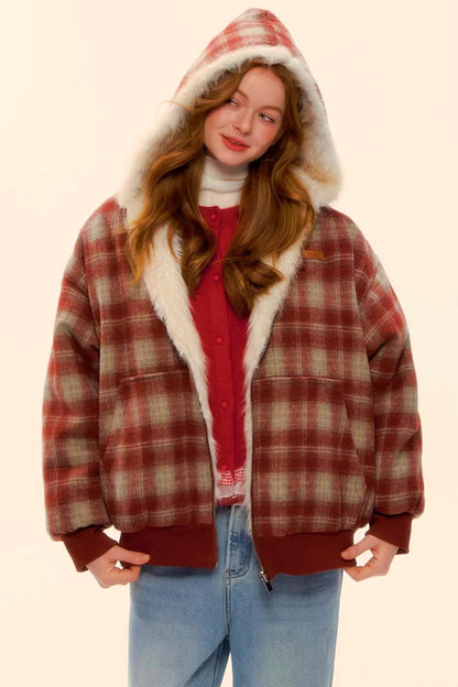 First Snow Plaid Reversible Coat