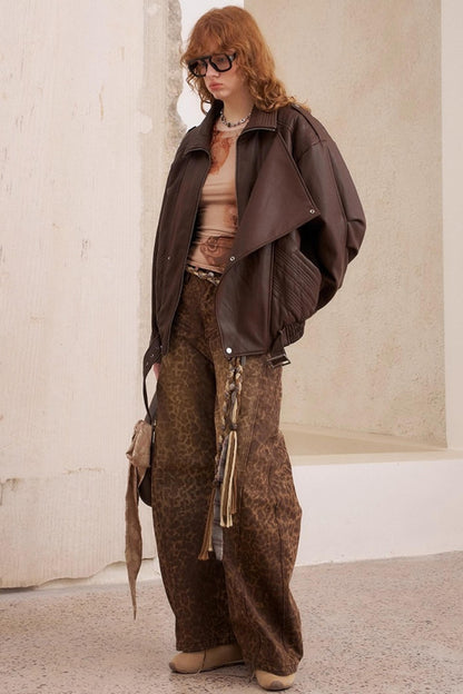 Leopard Split Wide Leg Pants