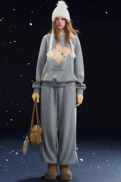 Velvet-Feel Cuffed Lantern Casual Pants