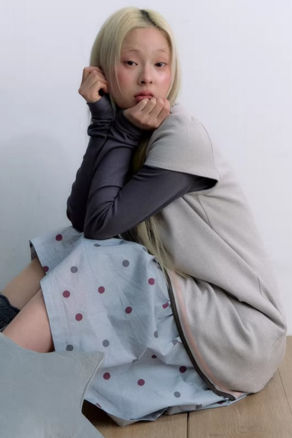 Embroidered Tie Neck Dress