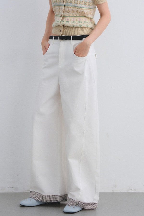 Plaid Patchwork High-Waisted Pants