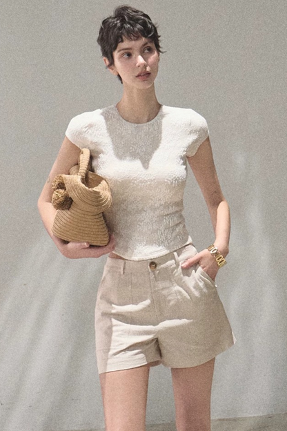 Lace Splice Short Sleeve Top