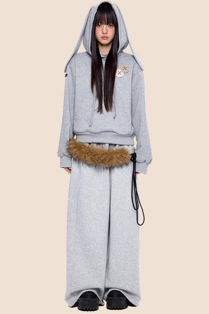 Retro Rabbit Drawstring Hoodie