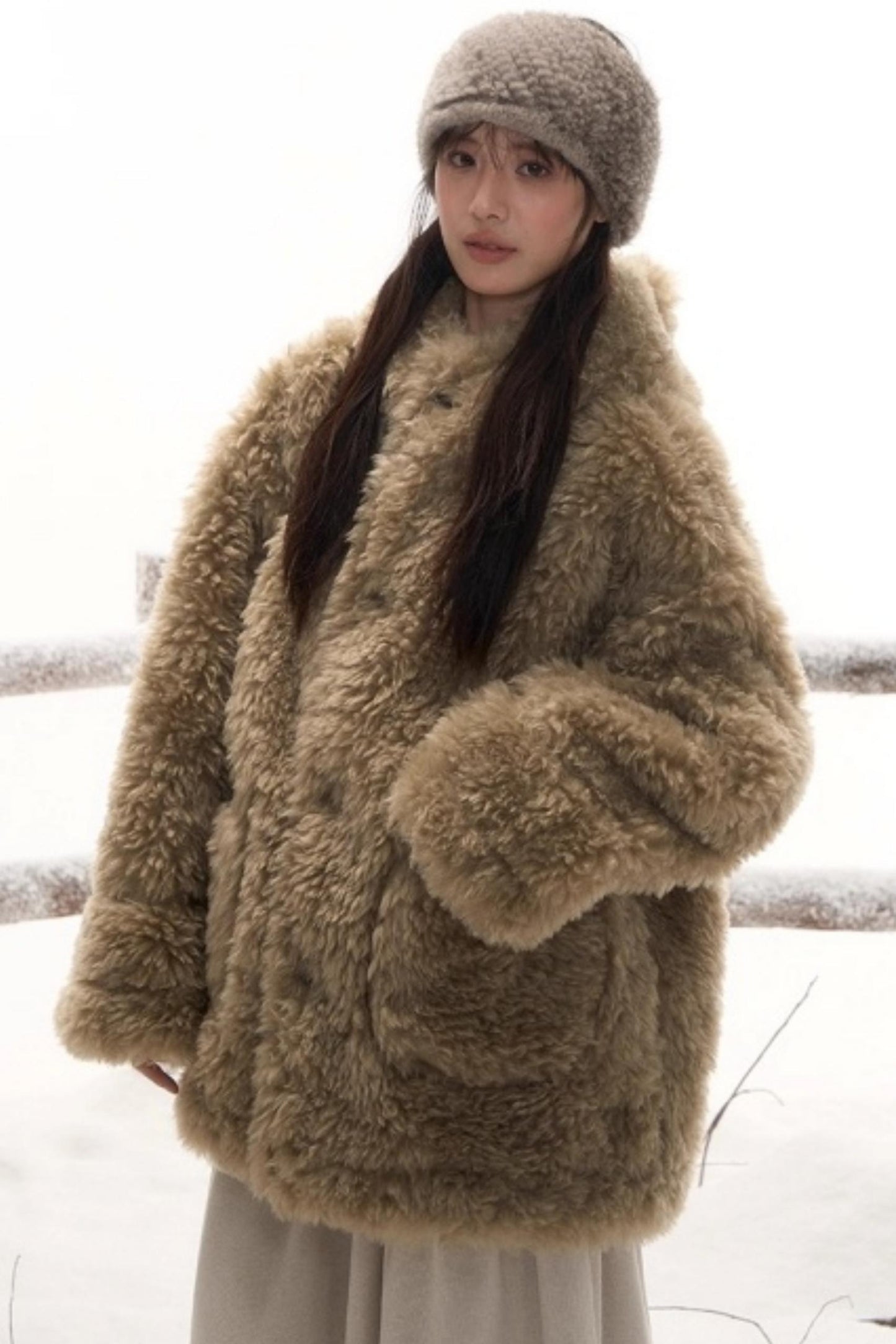 Reversible Hooded Suede Coat