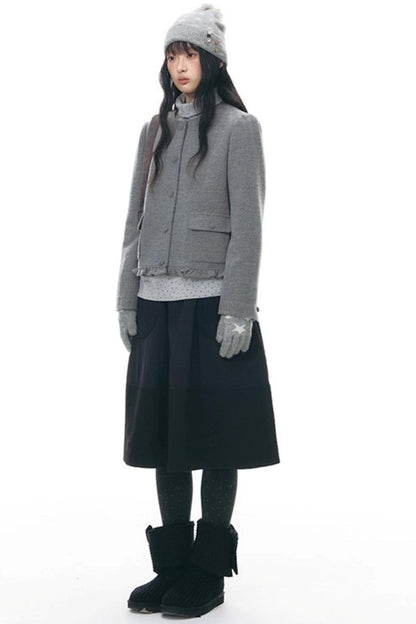 Textured Quilted A-Line Skirt