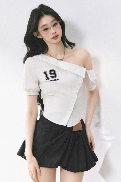 Pink Off Shoulder Stripe T-Shirt