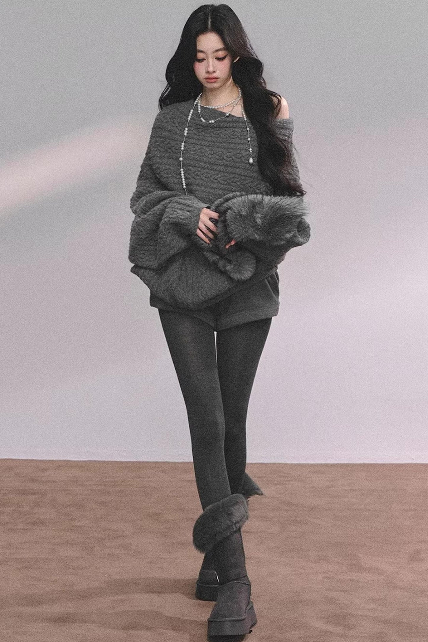 American Off-Shoulder Cable Sweater